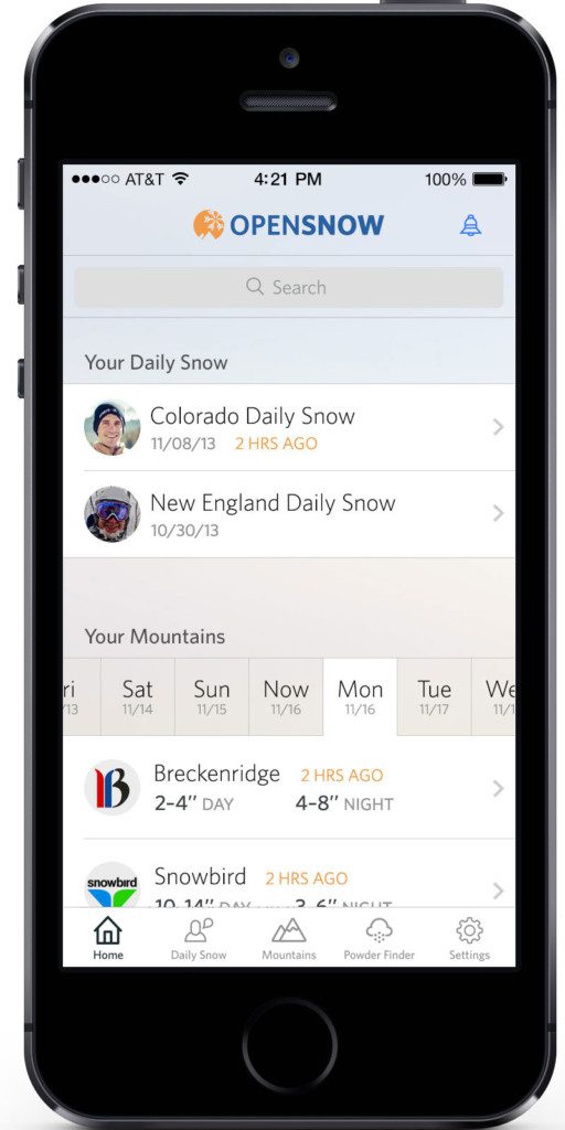 ski apps opensnow app